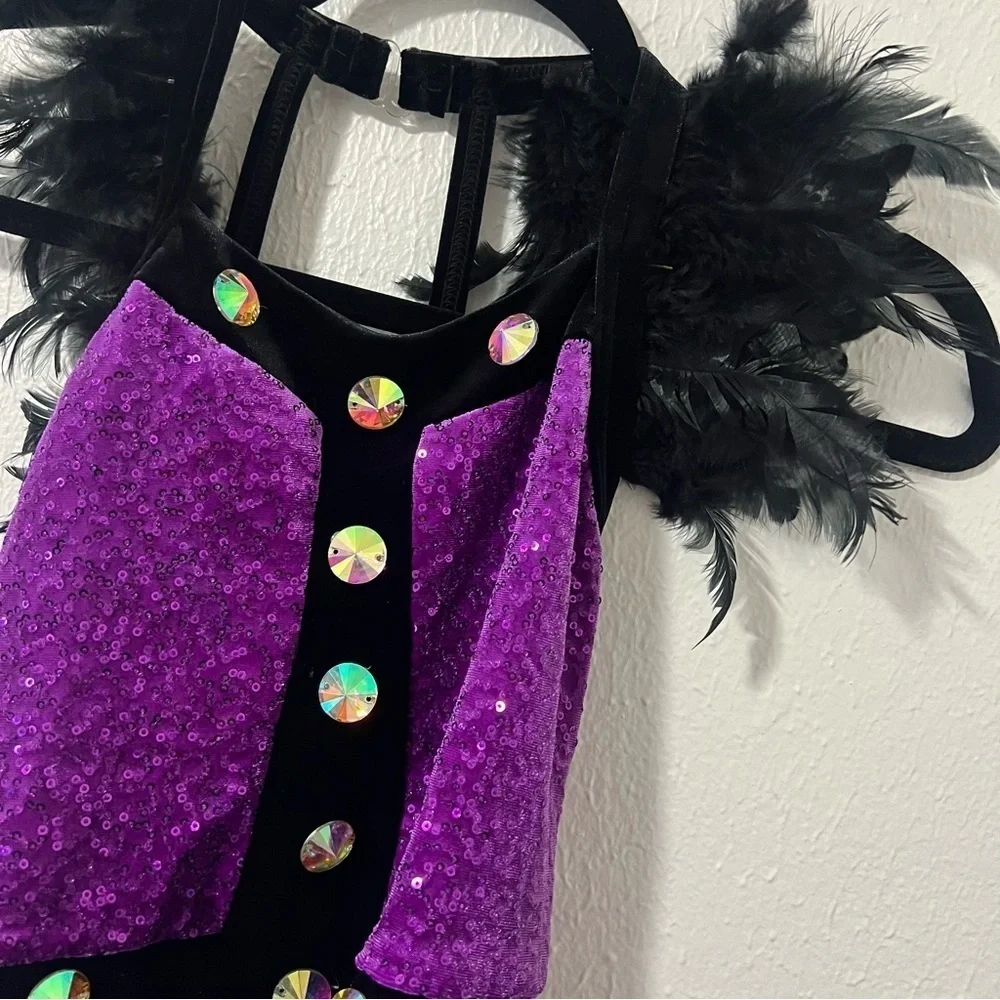 Weissman Don’t Forget My Love Dance Costume MC Medium (11-12) Velvet Feather Trm